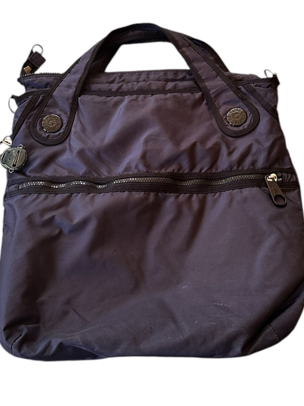 Kipling Navy Blue Lightweight Packable Tote Bag with Front Zip Compartment